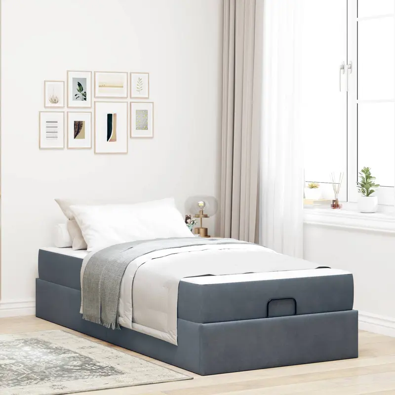 Estructura de cama con colchón 2 pcs Gris Tenue Terciopelo