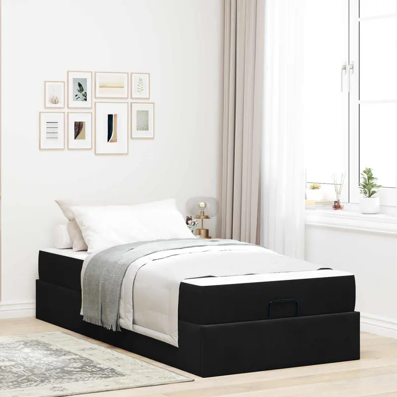 Estructura de cama con colchón 2 pcs Negro Terciopelo