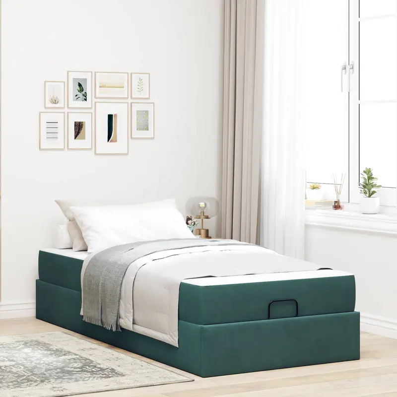 Estructura de cama con colchón 2 pcs Verde Terciopelo