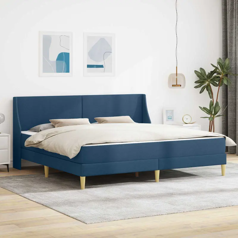 Estructura de cama con colchón Azul 180 x 200 cm Poliéster