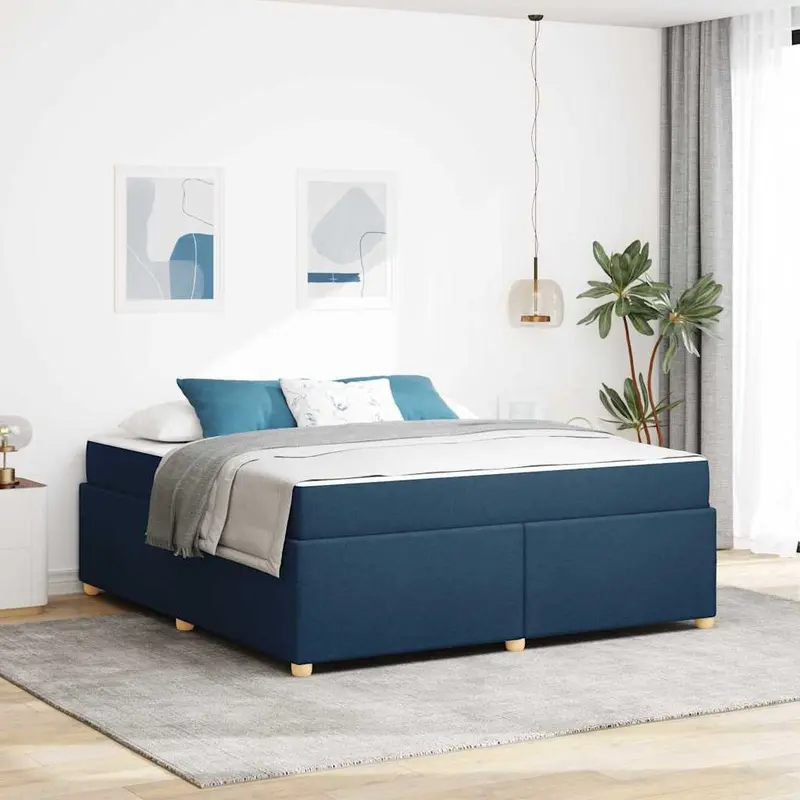 Estructura de cama con colchón Azul 180 x 200 cm tela