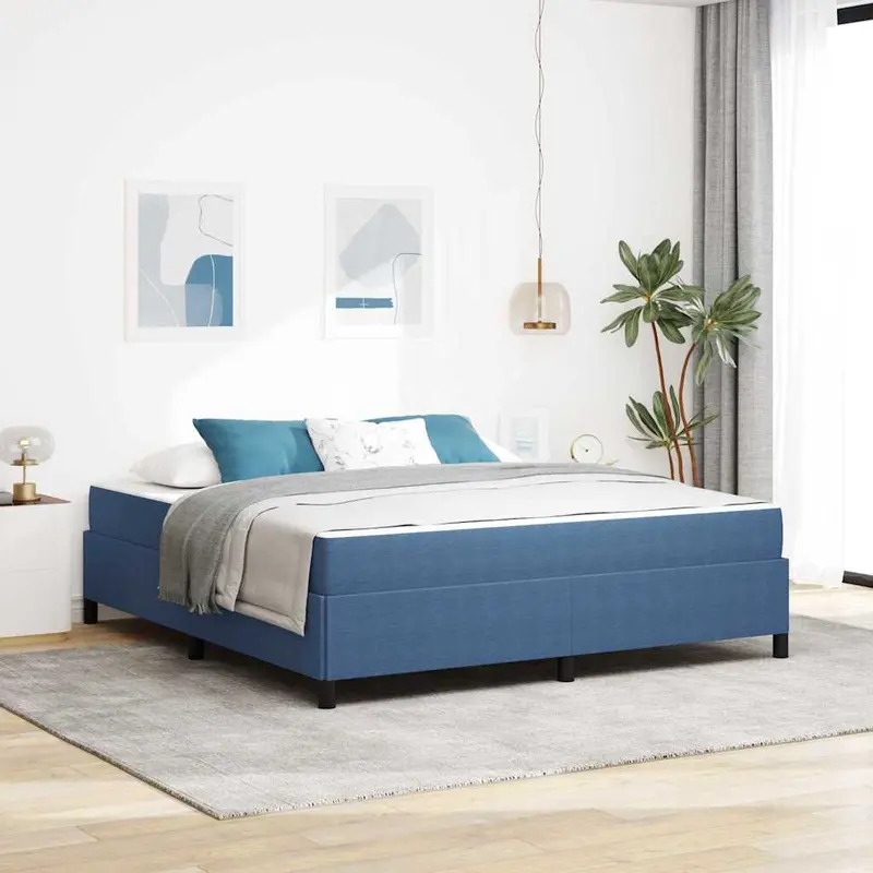 Estructura de cama con colchón Azul 180 x 200 cm tela