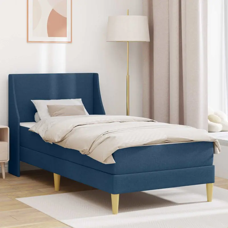 Estructura de cama con colchón Azul 80x 200 cm Poliéster