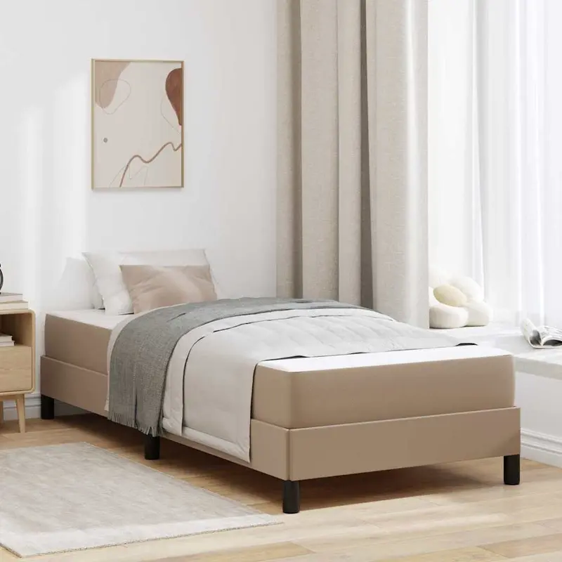 Estructura de cama con colchón Capuchino 100 x 200 cm tela