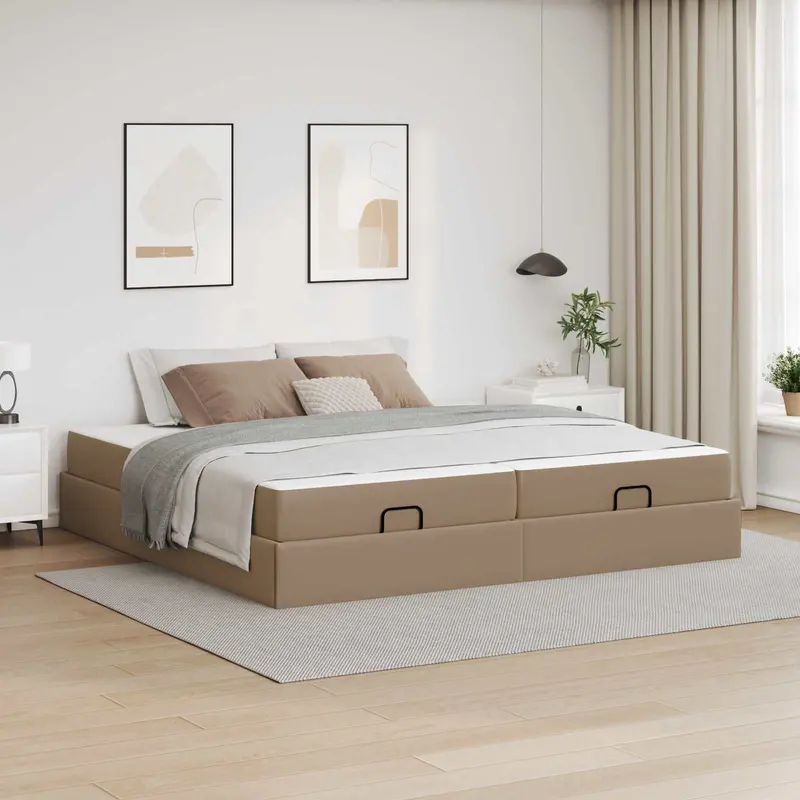 Estructura de cama con colchón con colchón 2 pcs Canela PVC