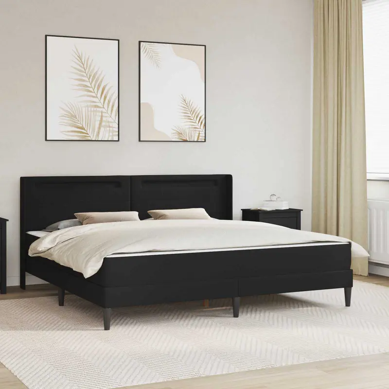 Estructura de cama con colchón con tiras LED Negro 180 x 200 cm
