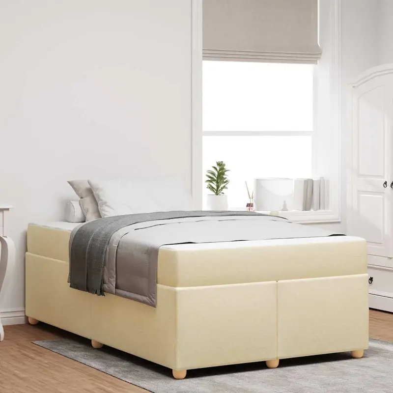 Estructura de cama con colchón Crema 120 x 200 cm tela