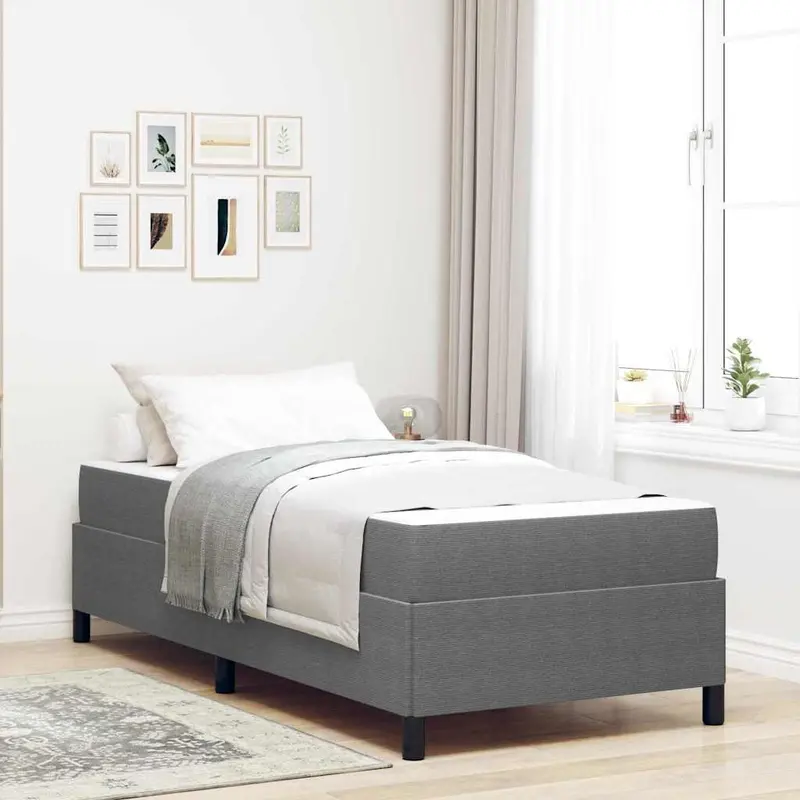 Estructura de cama con colchón Gris Claro 100 x 200 cm tela