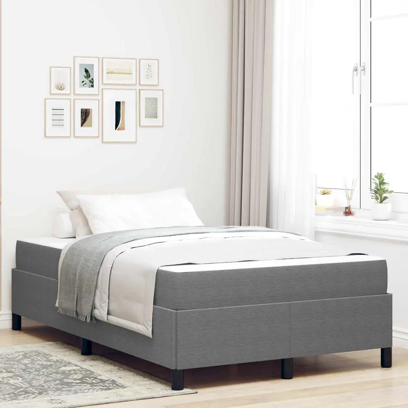 Estructura de cama con colchón Gris Claro 120 x 200 cm tela