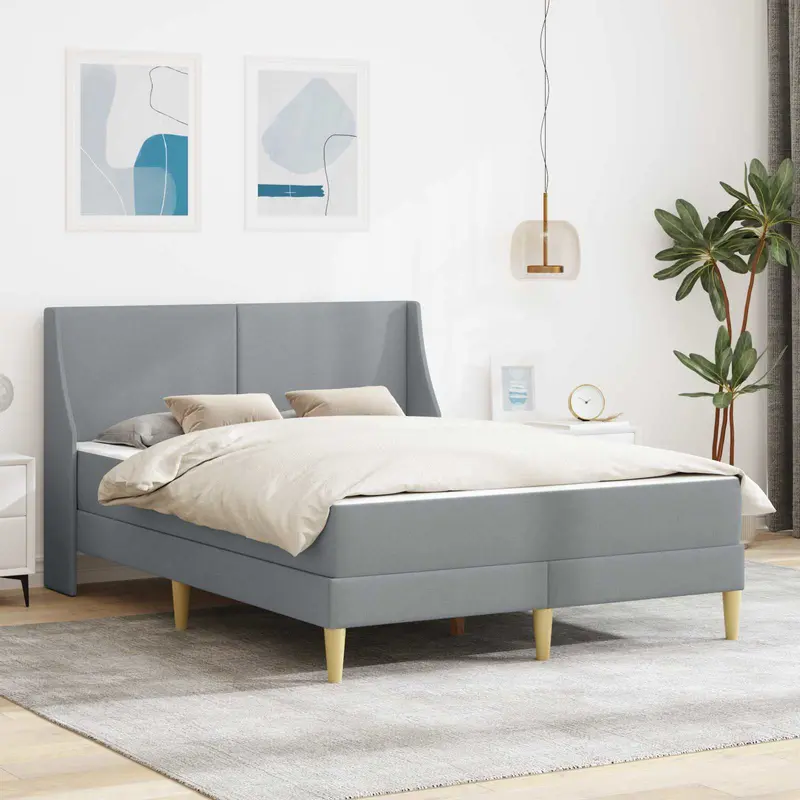 Estructura de cama con colchón Gris Claro 140 x 200 cm