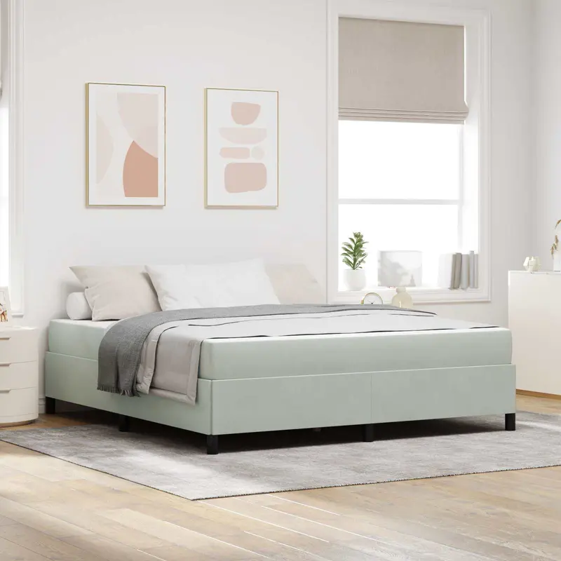 Estructura de cama con colchón Gris Claro 180 x 200 cm tela