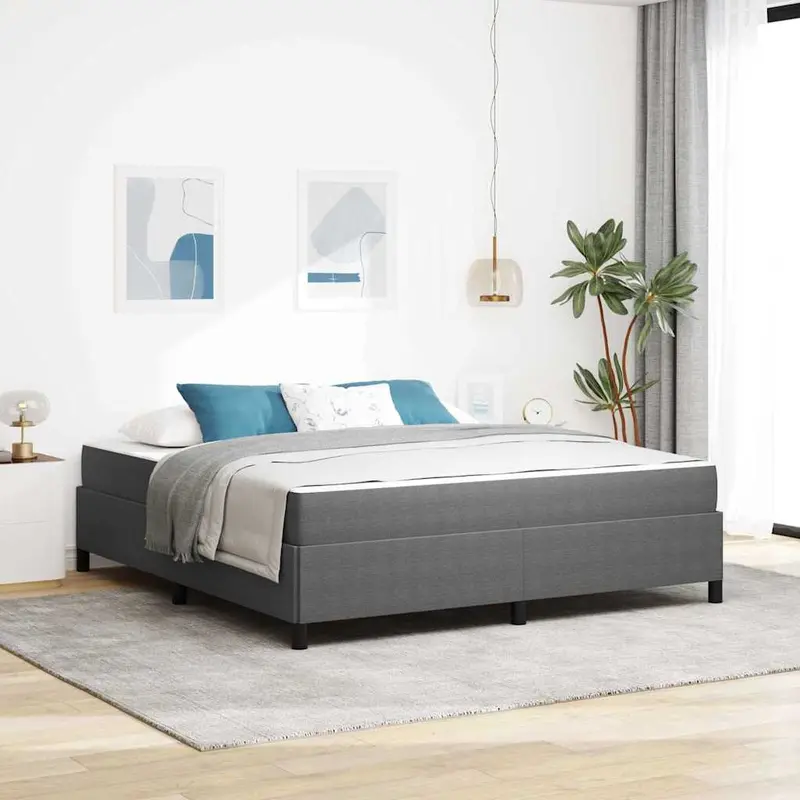 Estructura de cama con colchón Gris Claro 180 x 200 cm tela