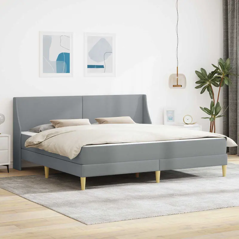 Estructura de cama con colchón Gris Claro 200 x 200 cm