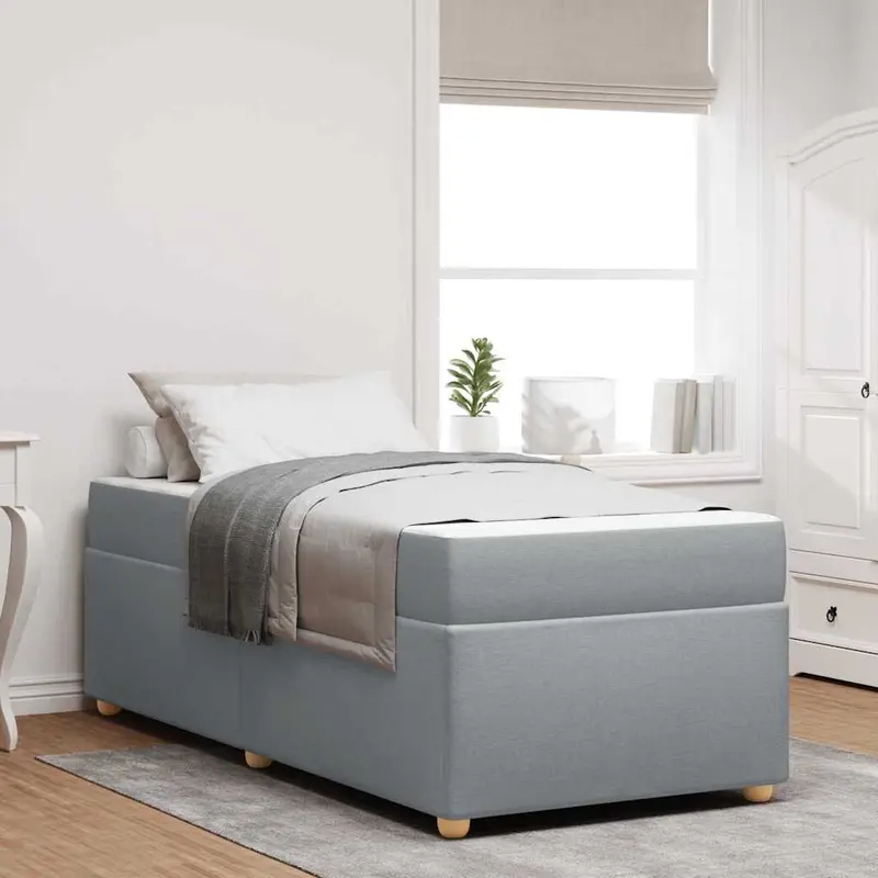 Estructura de cama con colchón Gris Claro 80 x 200 cm tela