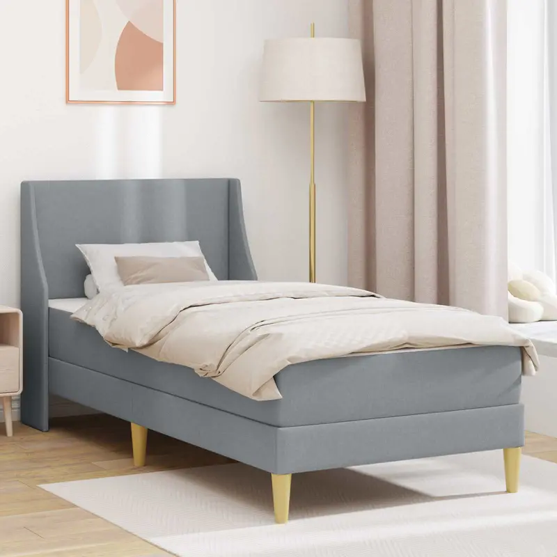Estructura de cama con colchón Gris Claro 90 x 200 cm Poliéster