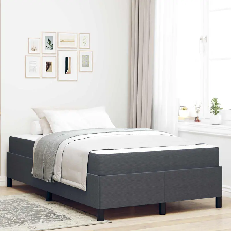 Estructura de cama con colchón Gris oscuro 120 x 200 cm tela
