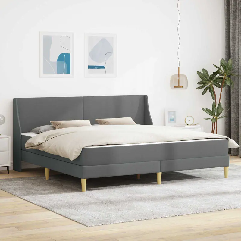 Estructura de cama con colchón Gris oscuro 180 x 200 cm