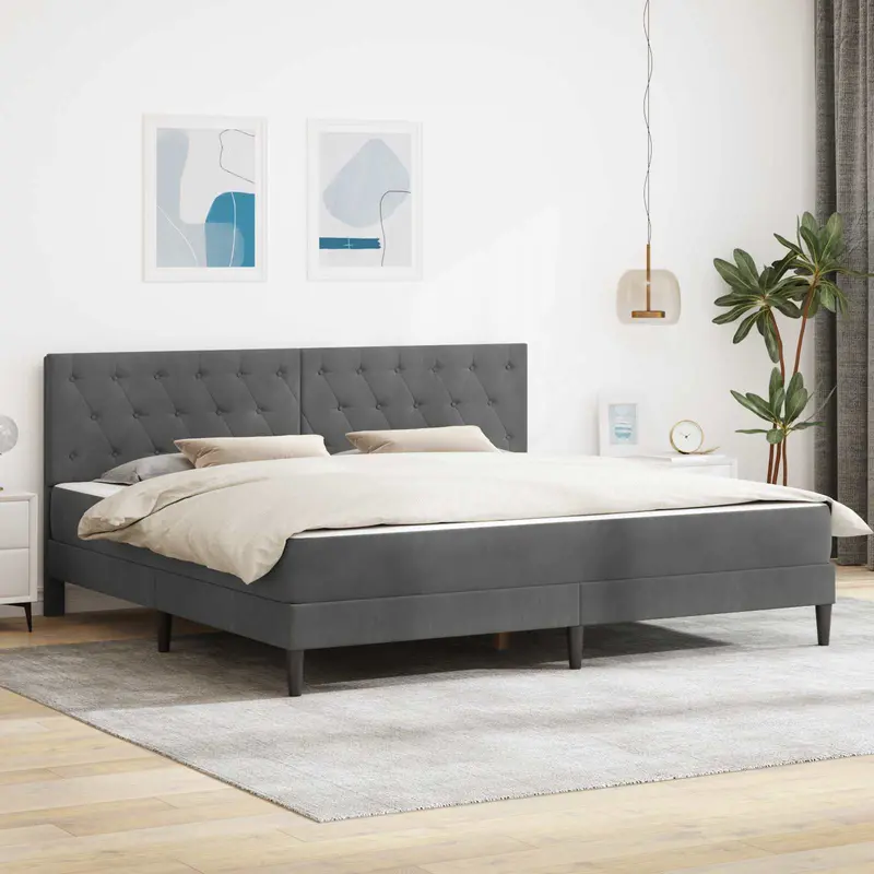 Estructura de cama con colchón Gris oscuro 180 x 200 cm