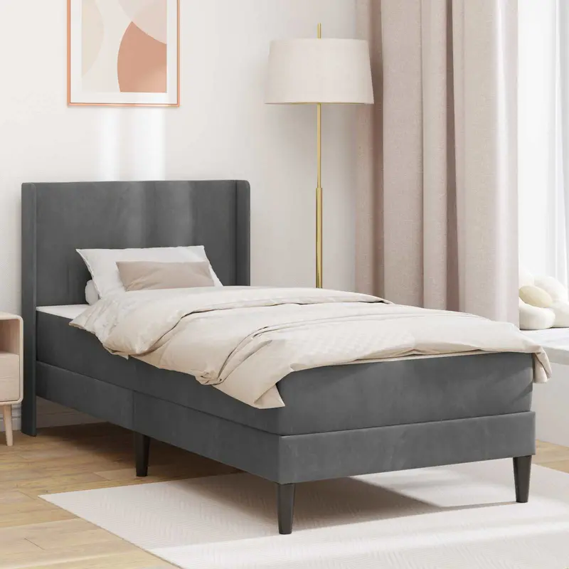 Estructura de cama con colchón Gris oscuro 90 x 200 cm