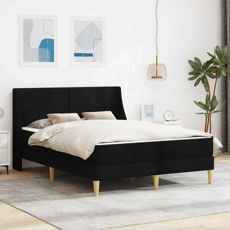 Estructura de cama con colchón Negro 120 x 190 cm Poliéster