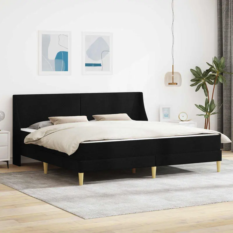 Estructura de cama con colchón Negro 180 x 200 cm Poliéster