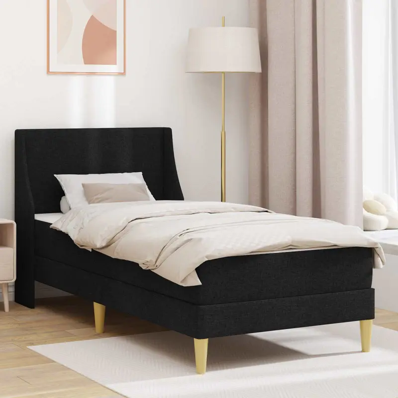 Estructura de cama con colchón Negro 90 x 200 cm Poliéster