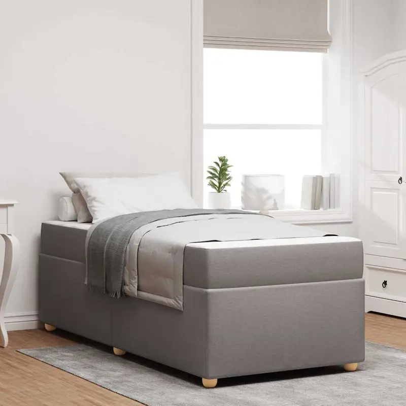 Estructura de cama con colchón Taupé 90 x 190 cm tela