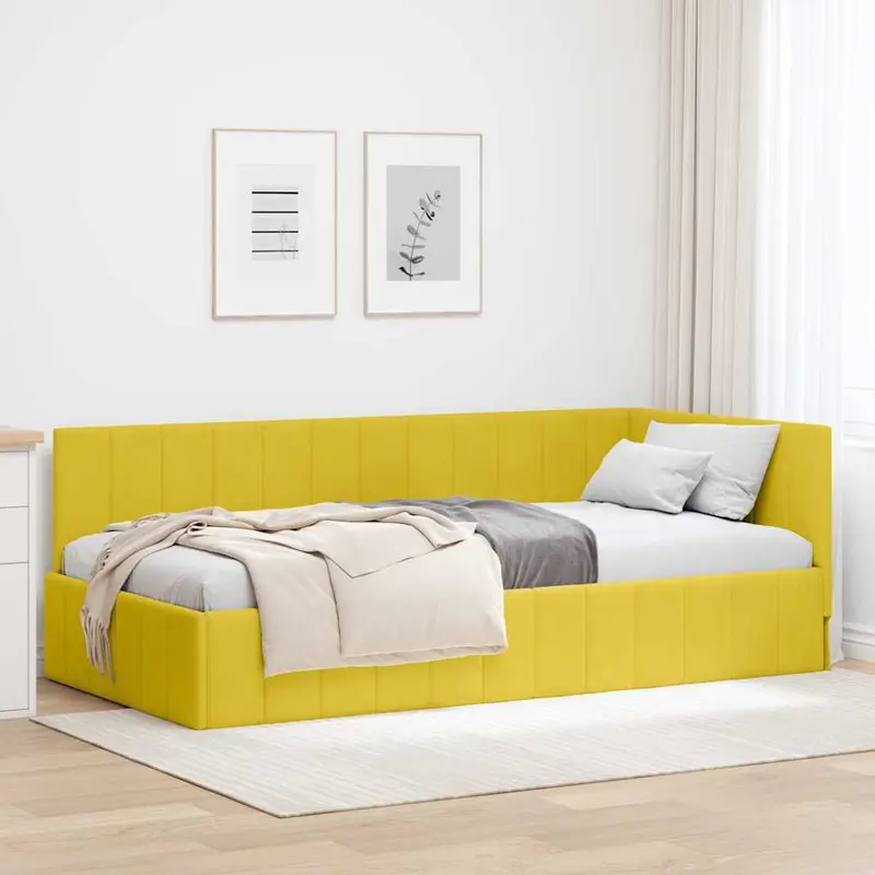 Estructura de cama en esquina Amarillo 100 cm x 200 cm