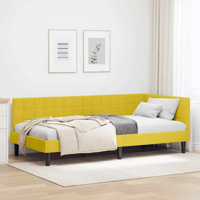 Estructura de cama en esquina Amarillo 100 cm x 200 cm