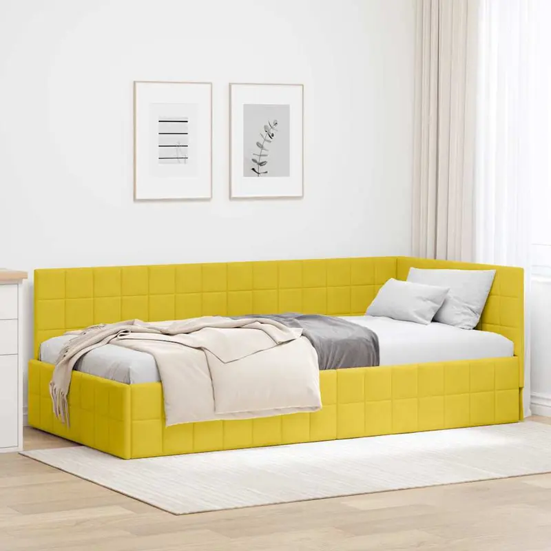 Estructura de cama en esquina Amarillo 100 cm x 200 cm