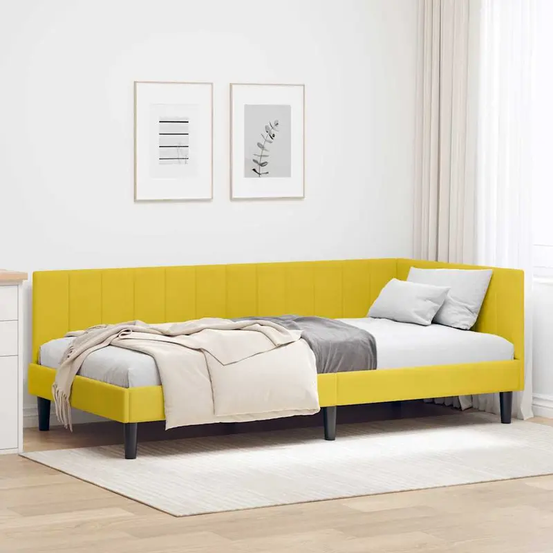 Estructura de cama en esquina Amarillo 100 cm x 200 cm