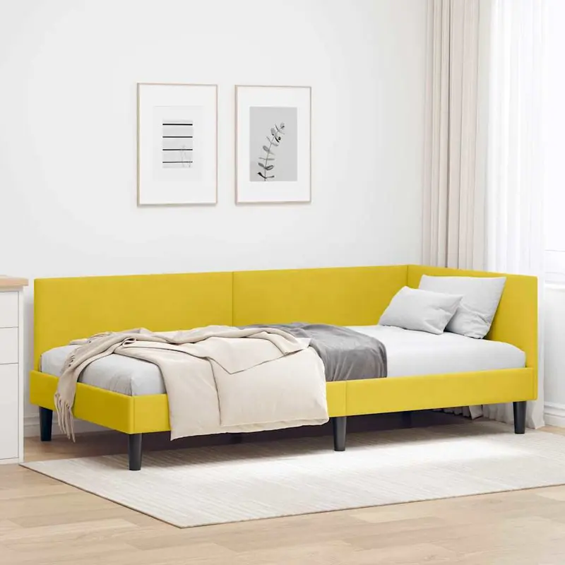Estructura de cama en esquina Amarillo 100 cm x 200 cm