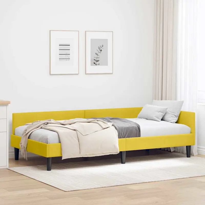 Estructura de cama en esquina Amarillo 100 cm x 200 cm