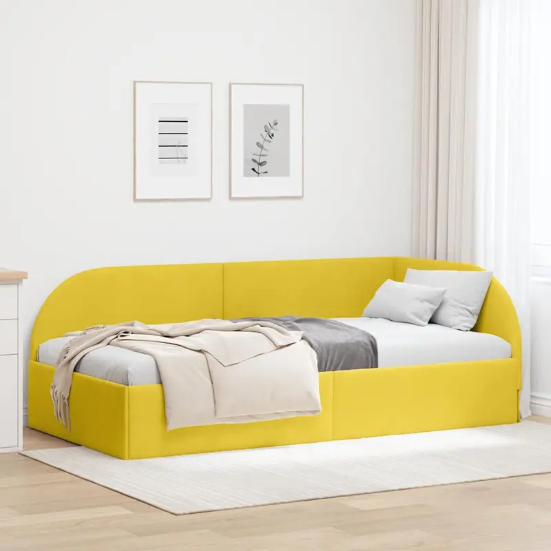 Estructura de cama en esquina Amarillo 100 cm x 200 cm