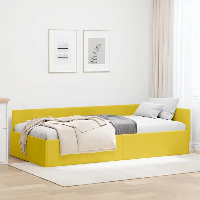 Estructura de cama en esquina Amarillo 100 cm x 200 cm