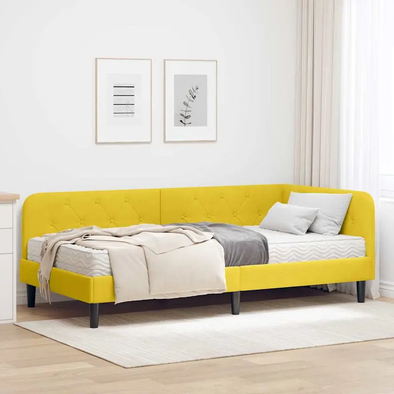 Estructura de cama en esquina Amarillo 100 x 200 cm Terciopelo