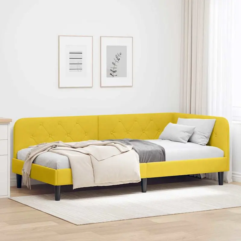 Estructura de cama en esquina Amarillo 100 x 200 cm Terciopelo