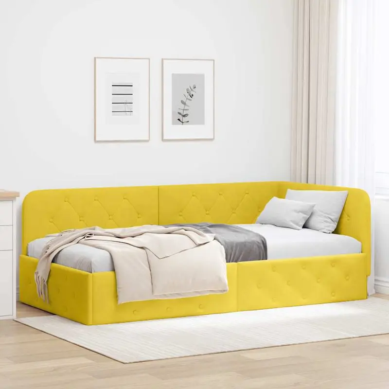 Estructura de cama en esquina Amarillo 100 x 200 cm Terciopelo