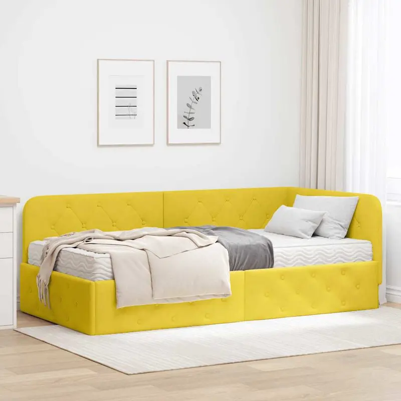 Estructura de cama en esquina Amarillo 100 x 200 cm Terciopelo
