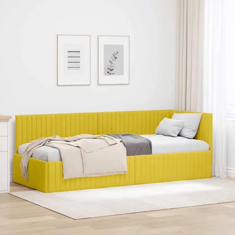 Estructura de cama en esquina Amarillo 80 cm x 200 cm