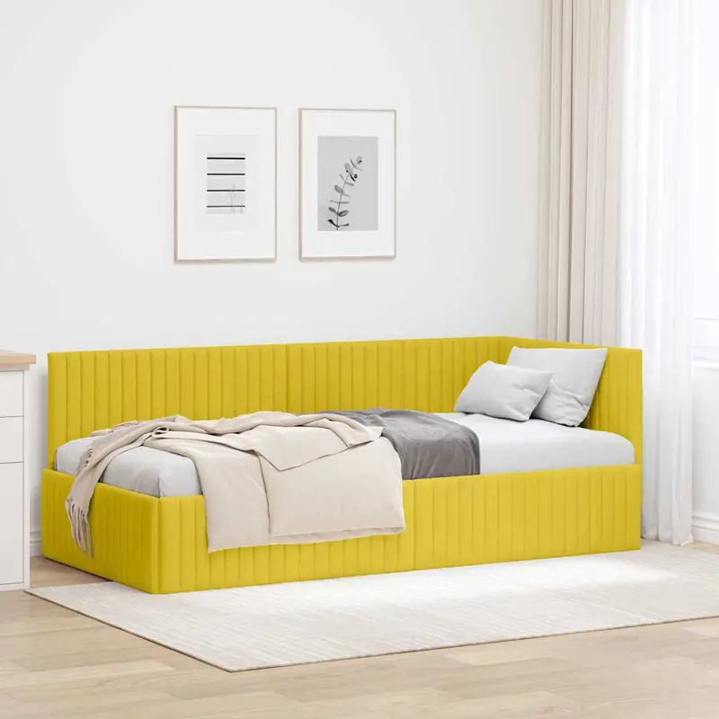 Estructura de cama en esquina Amarillo 90 cm x 190 cm