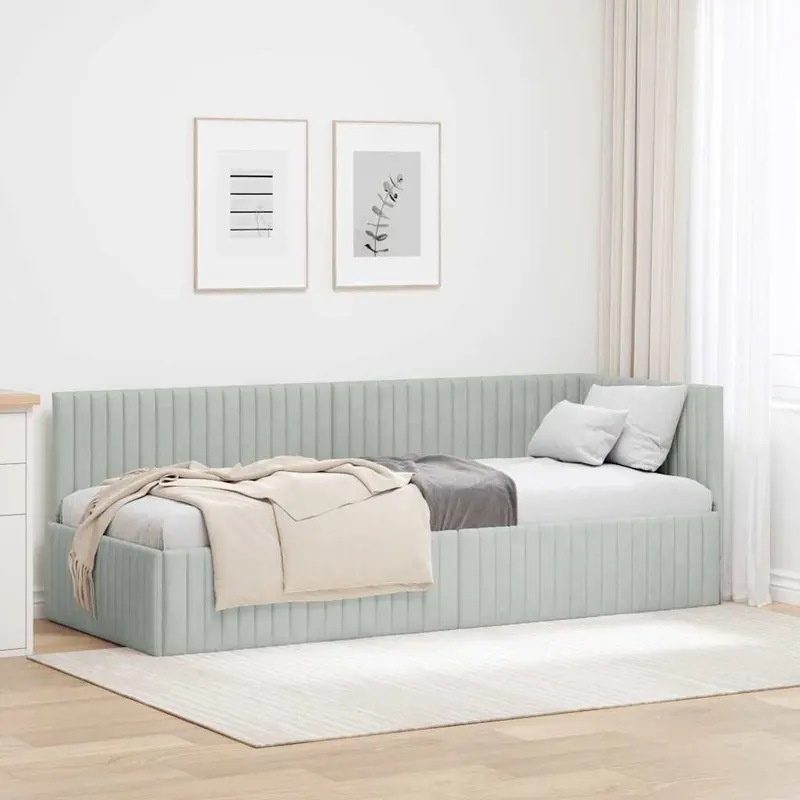 Estructura de cama en esquina Gris Claro 80 cm x 200 cm