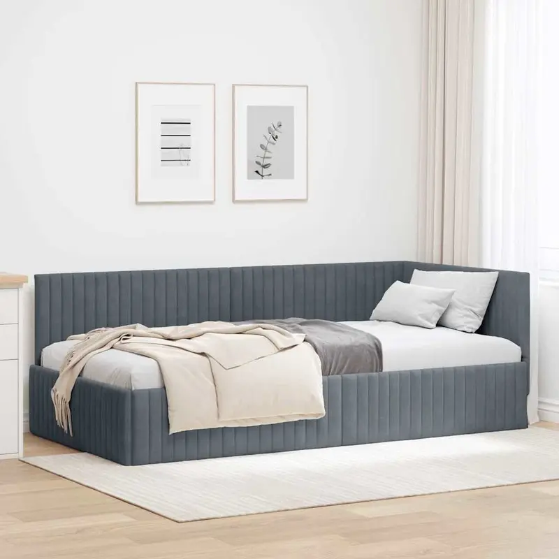 Estructura de cama en esquina Gris oscuro 100 cm x 200 cm