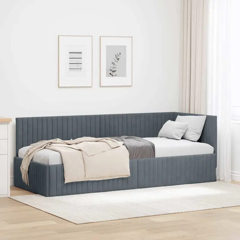 Estructura de cama en esquina Gris oscuro 80 cm x 200 cm