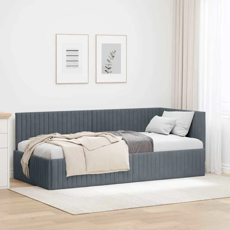 Estructura de cama en esquina Gris oscuro 90 cm x 200 cm