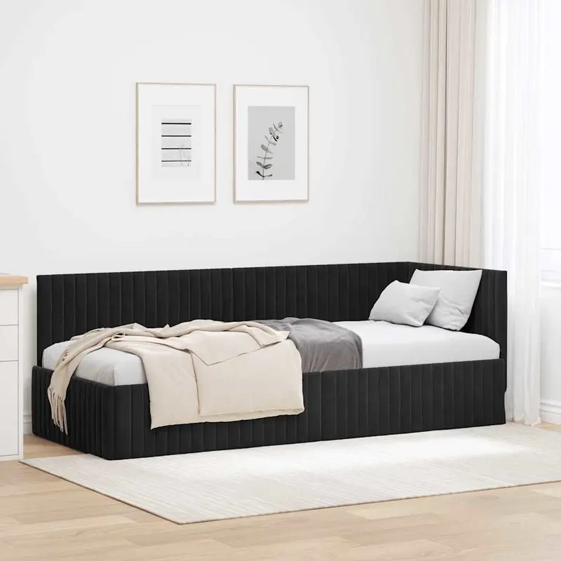 Estructura de cama en esquina Negro 80 cm x 200 cm Terciopelo