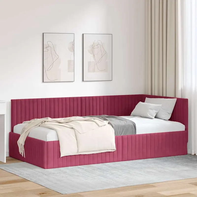 Estructura de cama en esquina Rojo vino 100 cm x 200 cm