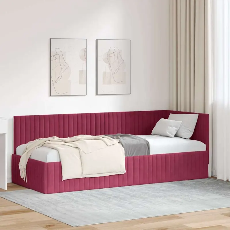 Estructura de cama en esquina Rojo vino 80 cm x 200 cm