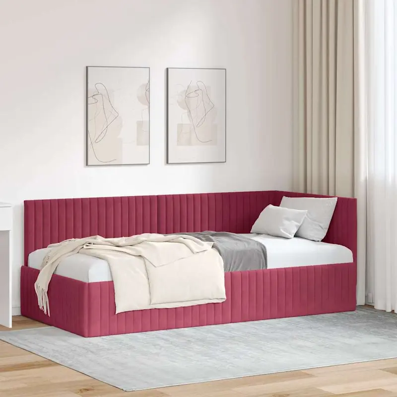 Estructura de cama en esquina Rojo vino 90 cm x 190 cm