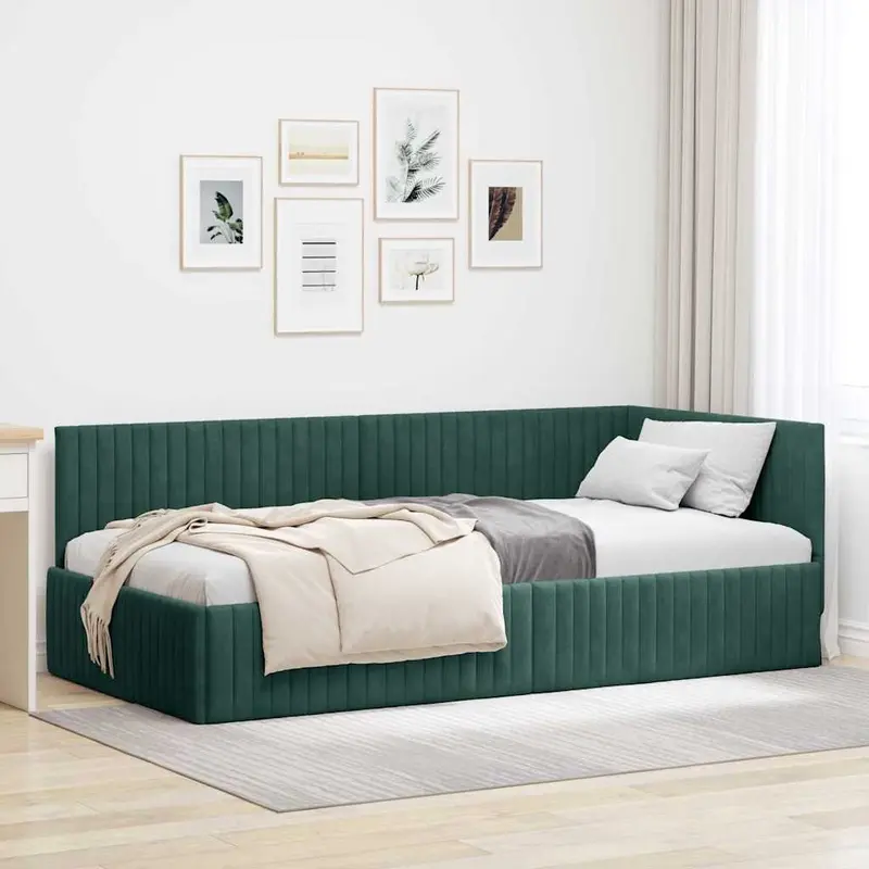Estructura de cama en esquina Verde oscuro 100 cm x 200 cm